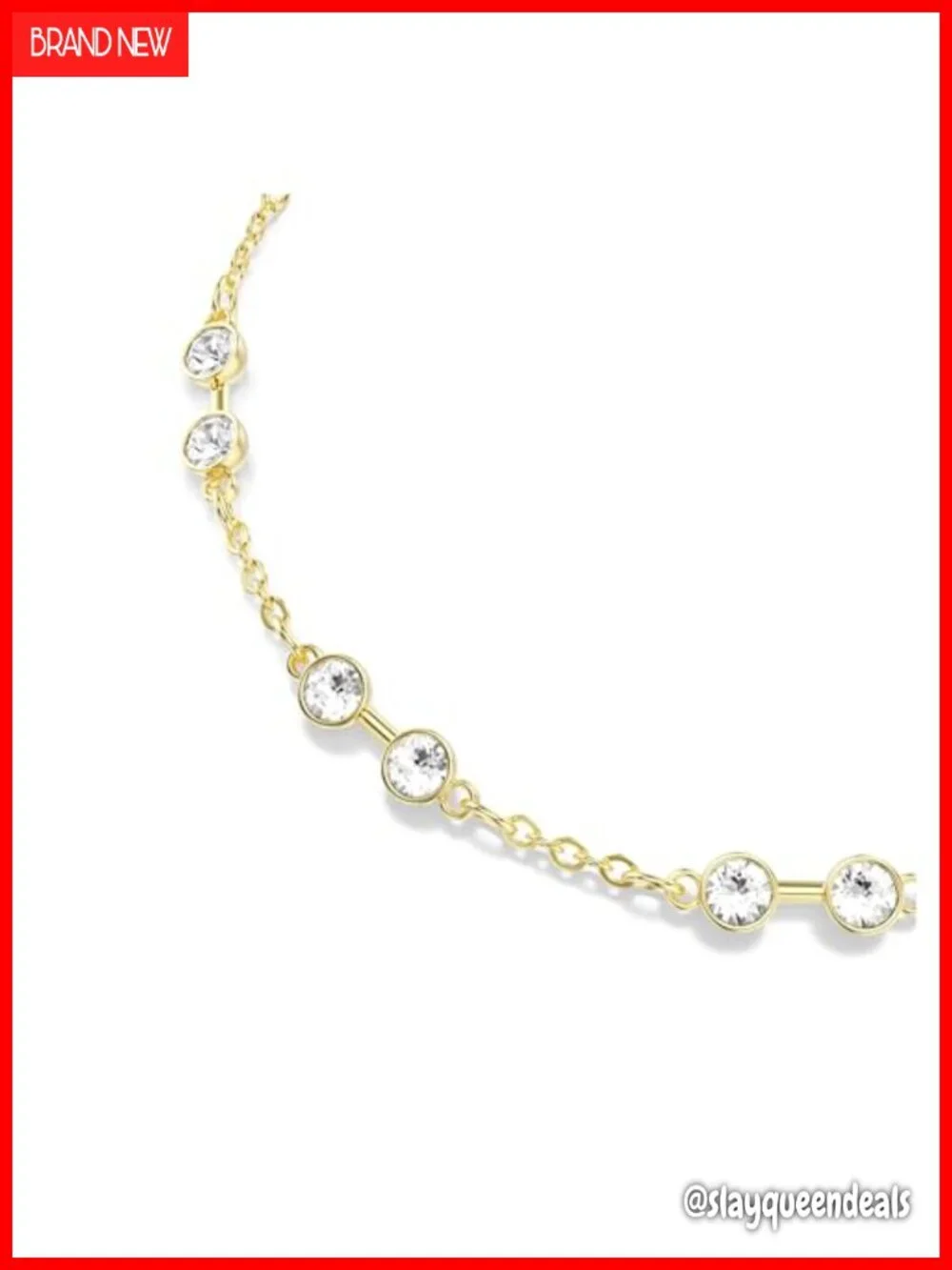 Swarovski Crystals Gold-Tone Link Bangle Bracelet Adjustable